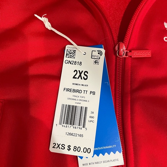 Adidas Originals Firebird TRACKSUIT in scarlet. Pants in XS / Jacket in size 2XS - Picture 7 of 11